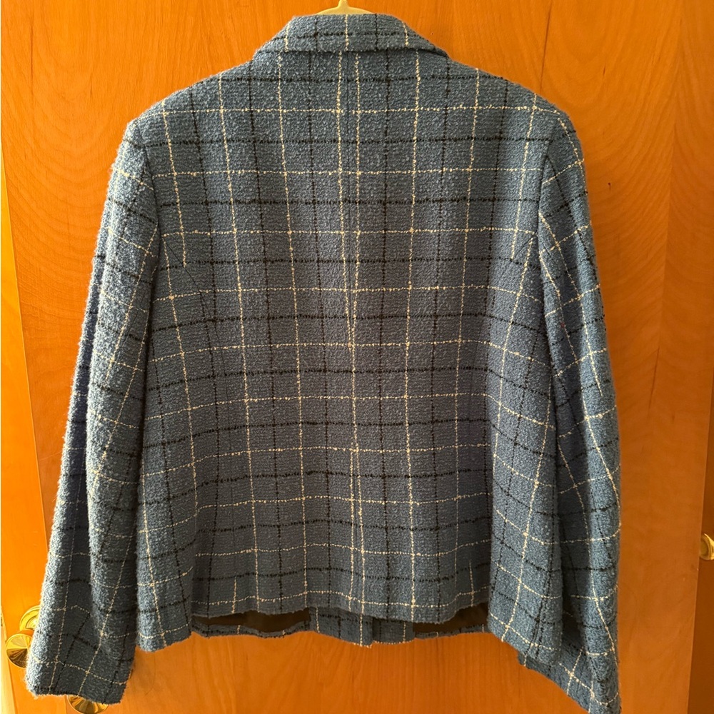 Cricket Lane Collection Petites Blue Plaid Button-Front Jacket - Picture 5 of 7